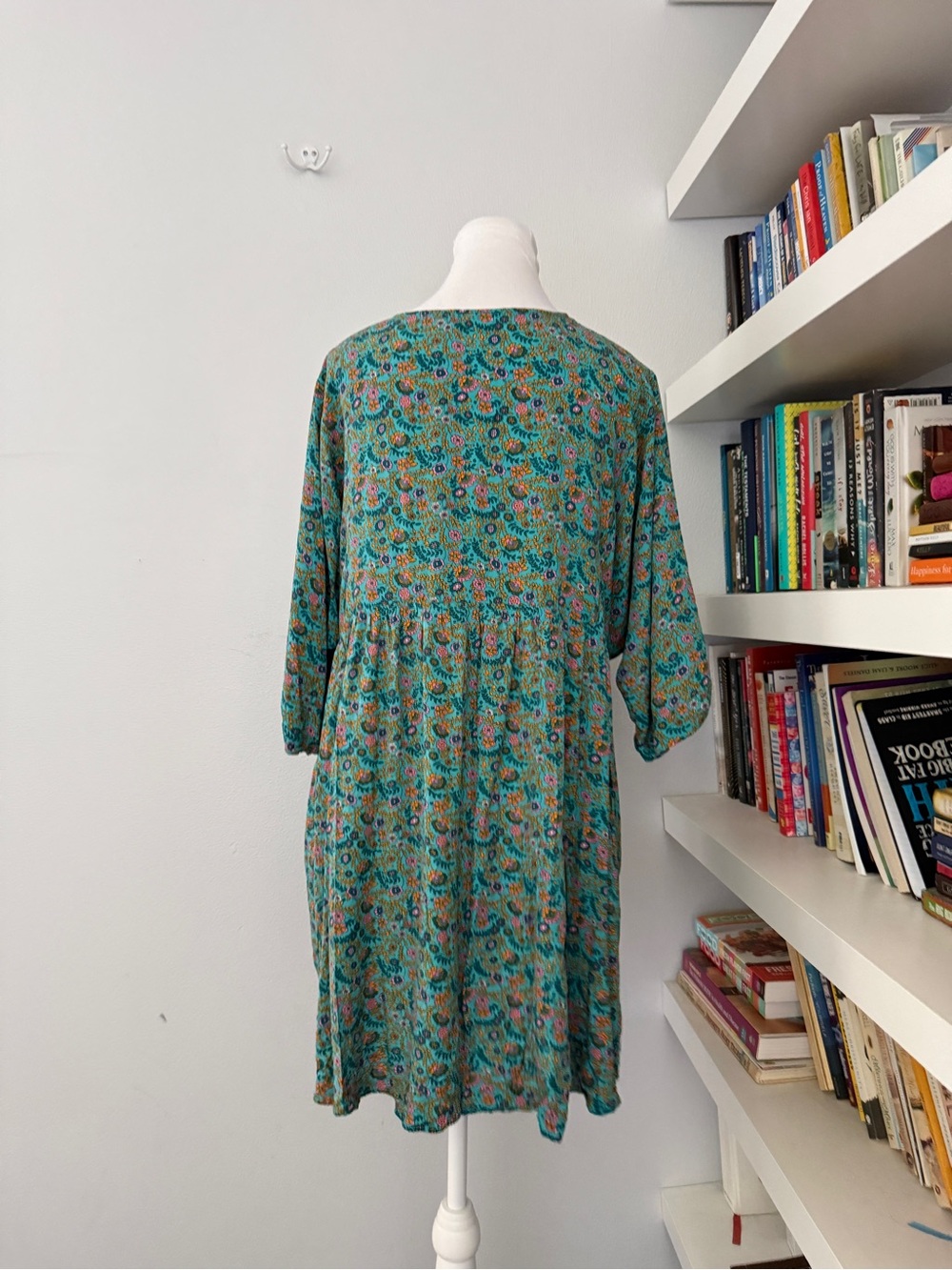 Natural Life Stella V Neck Dress Blue Floral Peasant Prairie Boho XL - Picture 6 of 12
